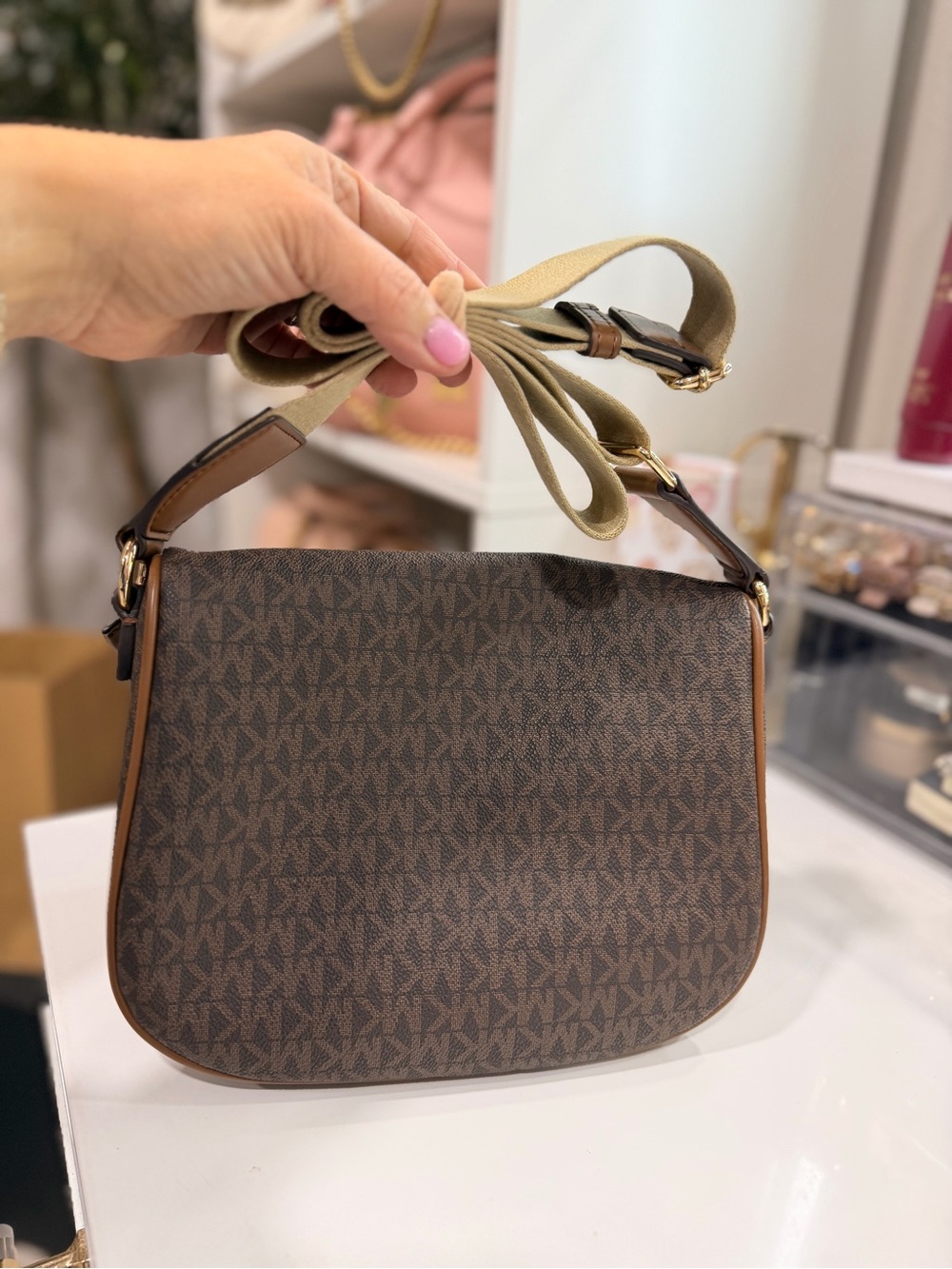 Michael Kors Brown Logo Belt Bag with Tan Trim - Picture 3 of 5